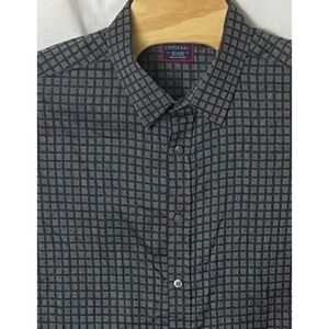 UNTUCKit Mens Shirt Gray Black Check Long Sleeve Button Up Cotton Sz XXL 2XL‎